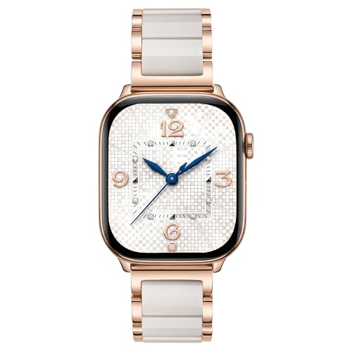 Image of V.R.HOPE Apple Watch Band for Women 38mm 40mm 41mm 42mm Fashion Rose Gold Stainless Steel Metal Strap with Resin Inlay, Fashion Bracelet Compatible with iWatch Series11 /10 /9 /8 /7 /6 /5 /4 /3 /2 /1 /SE (Starlight+Rose Gold)