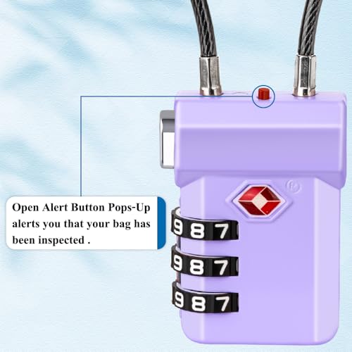 Image of SURE LOCK TSA Approved Luggage Locks with Open Alert Indicator, 3 Digit Combination Cable Travel Lock for Suitcase, Backpack, Gym Locker, Toolbox, Carry On & Travel Bag