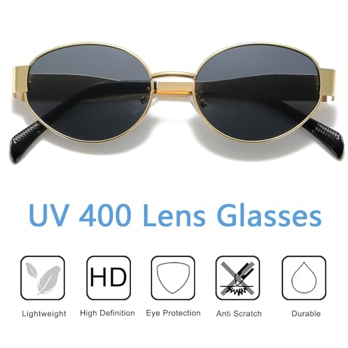 Metal Retro Oval Sunglasses UV400 Protection Classic Vintage Shades with Lightweight Durable Frames for Women Men4