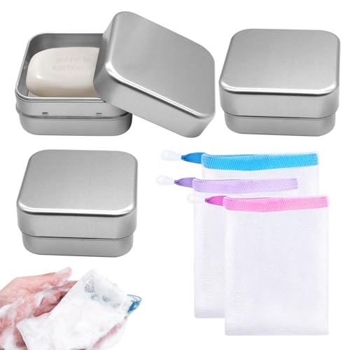 TETEWEVER 3 Pièces Boite à Savon en Aluminium avec Égouttoir Amovible et Sac pour Voyage