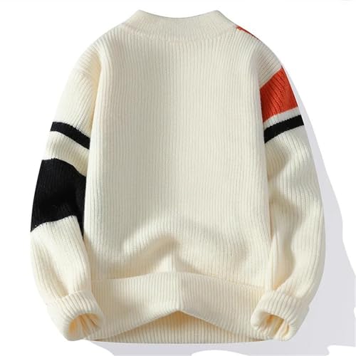 Men's Classic Striped Sweater Loose Fit Winter Warm Pullover Soft Casual Crewneck Knit Sweater2