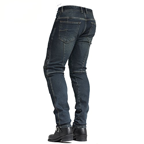 MAXLER JEAN Biker Jeans for men - Slim Straight Fit Motorcycle Riding Pants, 1604 Blue (Size 36)