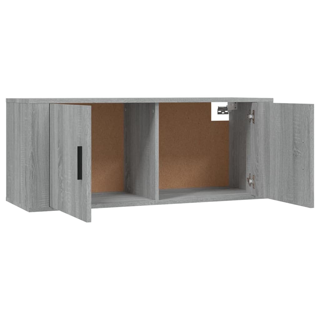Set di 3 mobili per TV grigio Sonoma, montaggio a parete, in legno