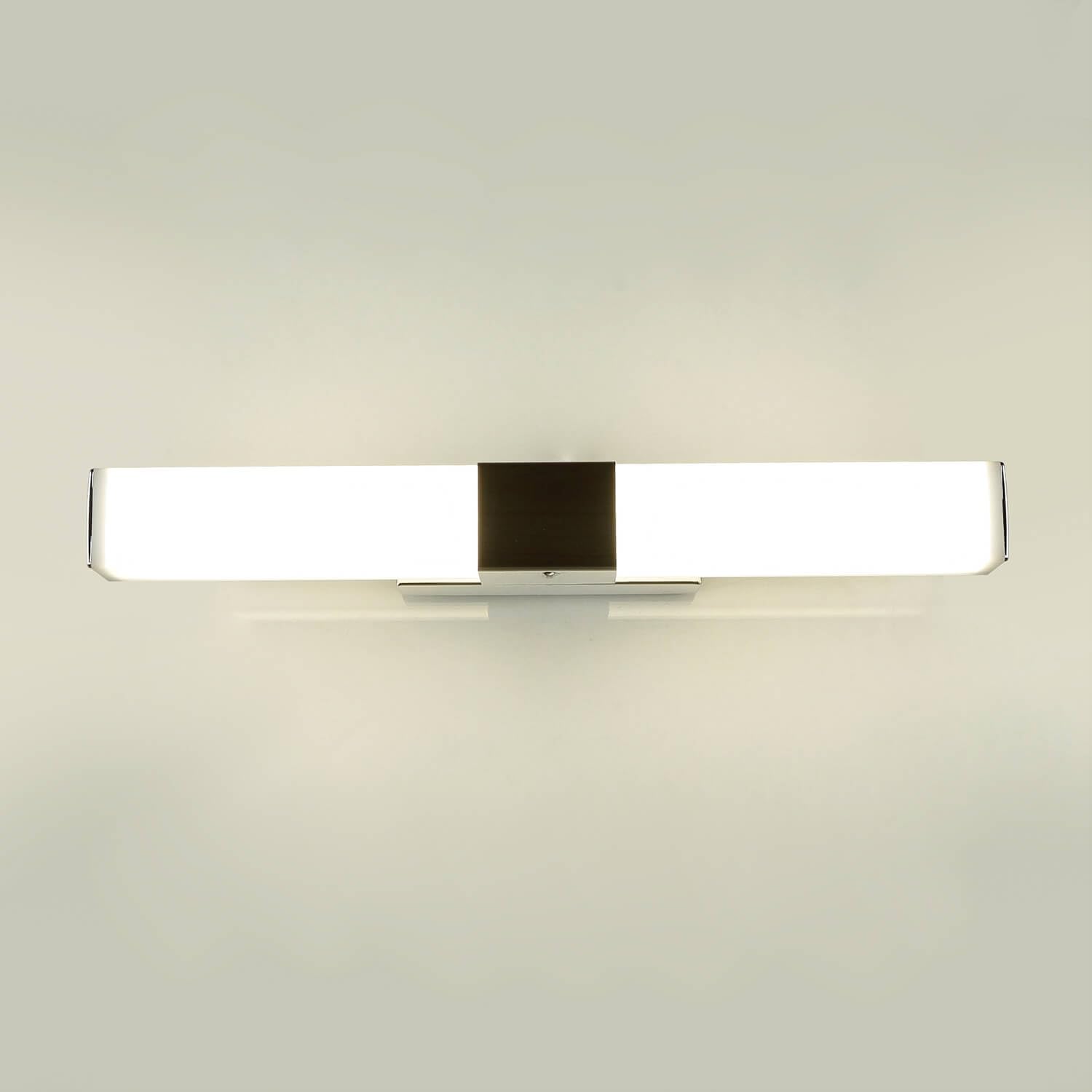 Licht-Erlebnisse LED Wandleuchte Edelstahl Kunststoff in Chrom Weiß IP44 Badezimmer B:40 cm 4100 K 630 lm neutralweiß Spiegel Wandlampe Bad HAILEY