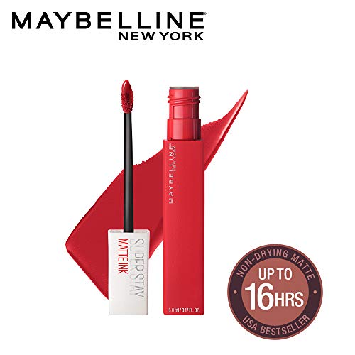 Image of Maybelline New York Super Stay Matte Ink Liquid Lipstick, Pioneer + Hypercurl Mini Mascara | Liquid Lipstick | Volumizing Mascara.