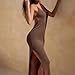 Women's Sexy Maxi Dresses Spaghetti Strap Backless High Slit Casual Summer Dress Beach Vacation Fashion Outfits S-L Khaki