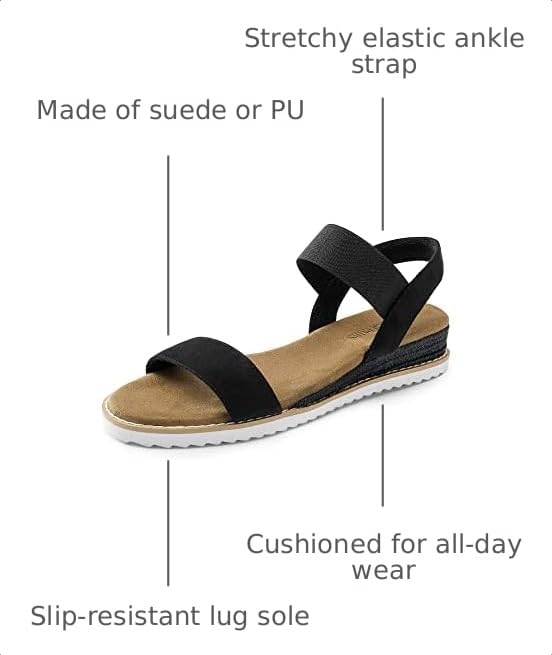 Image of DREAM PAIRS Womens Espadrilles Ankle Strap Sandals | Stretch Elastic Open Toe Comfortable Wedges Flats Spring Dressy Sandals Shoes for Women