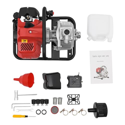 chennnls Pompe à eau à essence, moteur 40,2 cm3, 1,25 kW, hauteur de refoulement 20 m, raccord de 25 mm (1