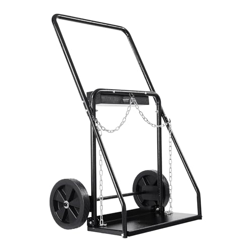 VEVOR Chariot de Bouteille de Soudage Double, Charge Statique 200 kg, Chariot de Réservoir d'Oxygène d'Acétylène, Roues Solides 54 mm, Chaînes de...
