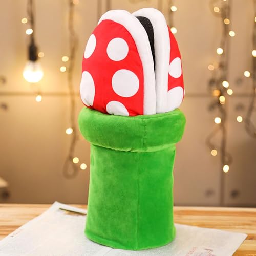 Piranha Plant Slippers Piranha Plants Plush Slippers Mushroom Slippers with Holder Piranha Plants Plush Funny Slippers with Pipe Pot Holder Funny Gifts for Women Men Teens (One Size, Slippers)2