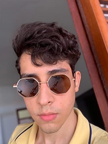 PORADAY Square Sunglasses for Women Men Retro Octagon Metal Sun Glasses Vintage Polygon Shades3