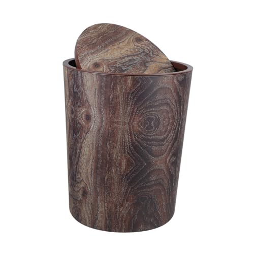 HEALEEP Bote de Basura con Abatible Vintage Madera para Cocina y Oficina de Residuos Pequeño Construcción Robusta y Duradera