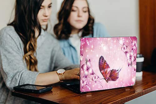 Image of Galaxsia Pink Butterfly Vinyl Laptop Skin /Sticker /Cover /Decal Compatible for Any 15 to 15.6 Inches Laptop (Hp /Dell /Sony /Acer /Lenovo /Asus. Etc) Or Notebook.