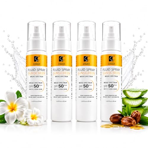 Image of Fluid Spray Sunscreen SPF 50+ PA+++ 200ml | Broad Spectrum UVA UVB Sun Protection for Face & Body | Lightweight No White Cast Water Resistant Sunscreen | Free Daily Use for Men & Women