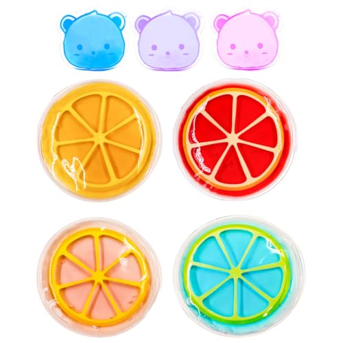 Kids Ice Pack, Hot or Cold Pack Gel Cooling Pad, Reusable for Injuries Medical Health,Swelling and Pain Relief, Tired Eyes, Child Injury, Headache, Sinus Relief (Fruit)