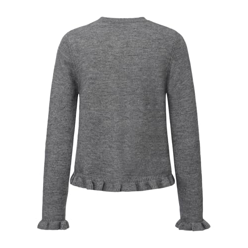 Womens Cropped Cardigan Sweater Trendy Crewneck Ruffle Long Sleeve Button Down Knitwear Tops2