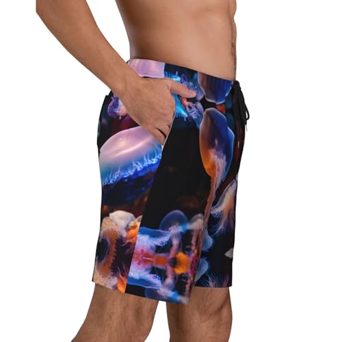 Colorful Jellyfish Print Men's Beach Pants Lightweight Quick-Dry Swim Pants with Mesh Lining for Men3
