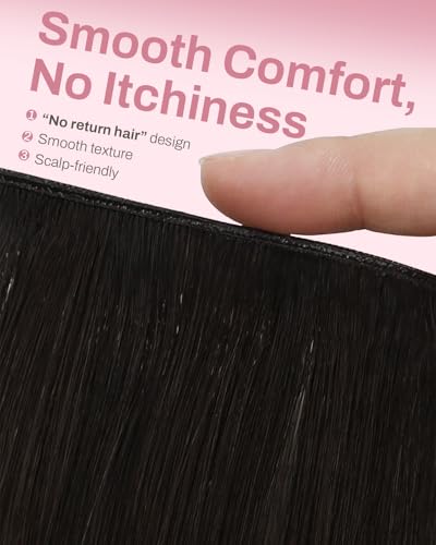 Image of Moresoo Seamless Clip in Hair Extensions Balayage Dark Brown to Chestnut Brown PU Skin Genius Clip in Hair Extensions Real Human Hair Lightweight Human Hair Clips in Extensions 14Inch 110G 7Pcs