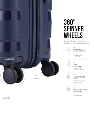 Image of SNITCH Layer Large Size Blue Polypropylene Hard Travel Suitcase - Large Trolley Bags & Luggage with 8 Wheels, Premium Lock, Wet & Dry Pouch & Free Shoe Bag