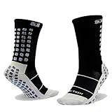 Trusox 3.0 Thin Grip Socks, Made in the USA, Non Slip Grippy Soccer Crew Socks for Men & Women with Grip Inside and Out for Football and Soccer, Black, Medium