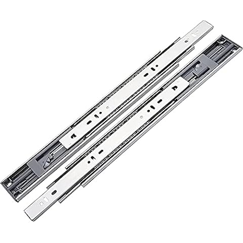 Full Extension Cabinet Runners,Push To Open Drawer Runners 350mm 3-Fold Ball Bearing Rebound Slides Rails Heavy Duty 45kg Load Capacity,1 Pair-350mm Cover