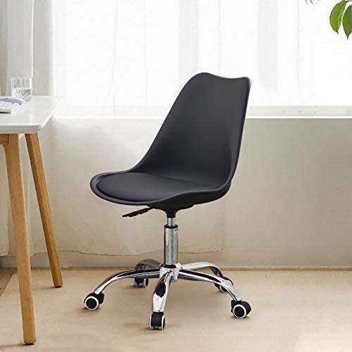 TUKAILAI Chaise de Bureau pivotante réglable avec roulettes pour Ordinateur Noir Cover