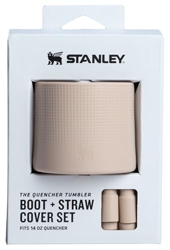 Image of Stanley Quencher Boot and Straw Cover Cap | Anti-Slip Silicone Protector for 14 oz Tumbler with Handle | Accessory Set for Stainless Steel Drinking Cup | BPA-Free | Sand