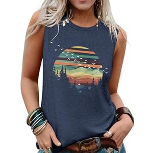 Graphic Tees for Women Sleeveless Tank Tops 2025 Summer Casual Blouses Tshirts Loose Fit Crewneck Vacation Outfits