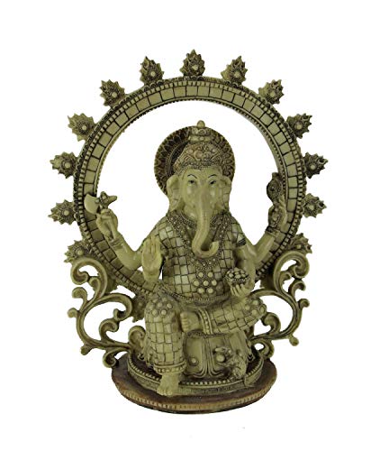 Estatua de Lord Ganesha en resina color hueso 11.75 pulgadas