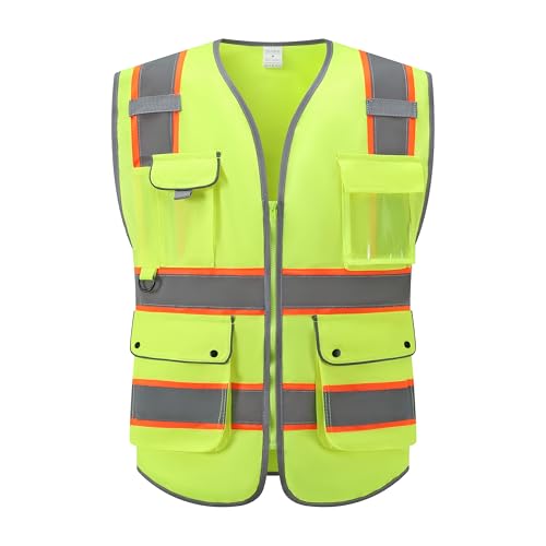 Image of XIAKE Reflective Safety Vest for Men & Women High Visibility Class 2 Vest with Pockets Meets ANSI Standards
