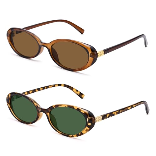 Pro Acme Retro Oval Sunglasses for Women 90s Sunnies Vintage Small Frame Cateye Style Y2K Trendy Shades