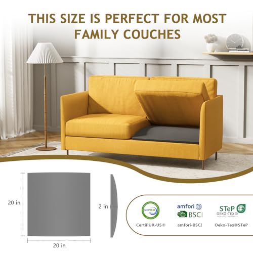 Image of MYLIFESION Couch Cushion Support for Sagging Seat, 20x20x2 inches High-Density Foam Sofa Cushions Support, Under Cushion Sag Repair, Grey Set of 1
