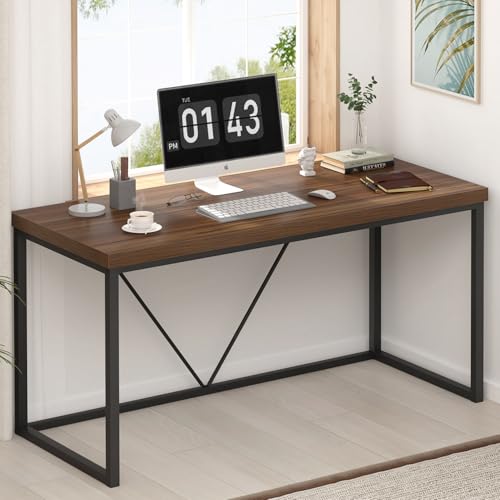 Foluban Large Office Desk, Modern Simple Wood And Metal Computer Desks, Industrial Work Study Writing Gaming Table cover