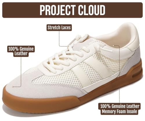 Image of Genuine Leather Slip On Sneakers for Women with Leather Memory Foam Insole | Memory Foam Insole Lightweight Shoes for Women - Womens Fashion Sneakers - Comfortable Women Footwear Everyday Essentials