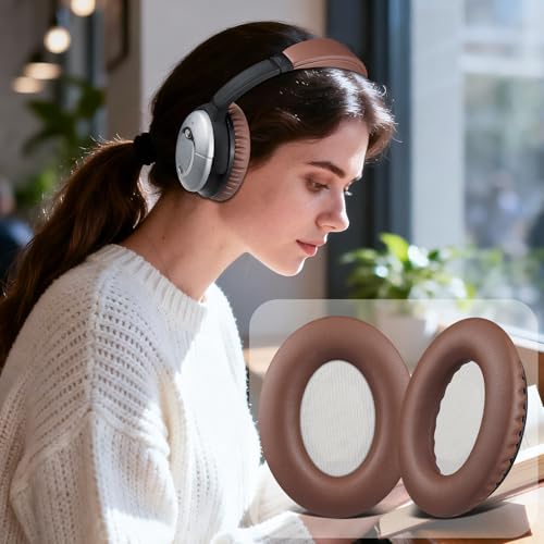 Image of SoloWIT Protein Leather Earpads Cushions for Bose Headphones, Replacement Ear Pads for Bose QuietComfort 15 QC15 QC25 QC2 QC35 /Ae2 Ae2i Ae2w /SoundTrue & SoundLink Around-Ear Series - Coffee&White