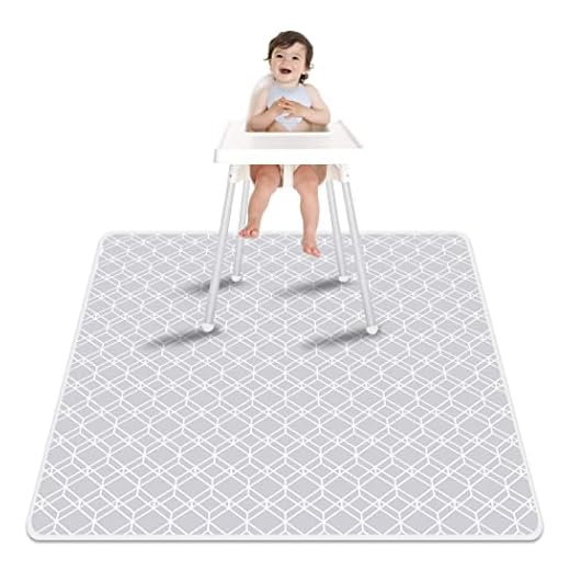 Paw Legend Washable Highchair Splat Floor Mat- Anti-Slip Silicone Spot Splash Mess Mat(53'' X 53'')-Food Catcher Art Craft Leak Proof Mat,Diamond
