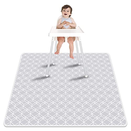 Image of Paw Legend Washable Highchair Splat Floor Mat- Anti-Slip Silicone Spot Splash Mess Mat(53'' X 53'')-Food Catcher Art Craft Leak Proof Mat,Diamond