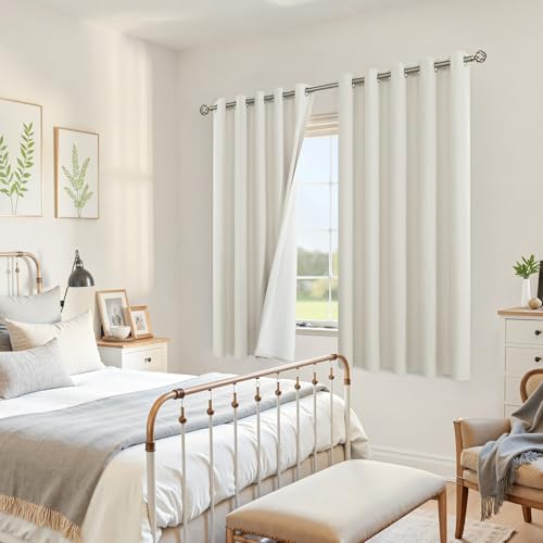 Image of YoungsTex Linen 100% Blackout Curtains 63 Inch Length for Bedroom, Full Room Darkening Thermal Insulated Window Drapes Extra Wide with Grommet for Living Room, 2 Panels, 60 X 63 Inch