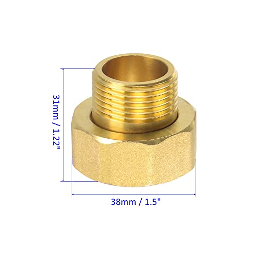M METERXITY Brass G3/4 Male to G1 Female Reducer Hex Pipe Fitting Extension, Apply to Outdoor/Garden/Industrial (31mm Length) - Image 3