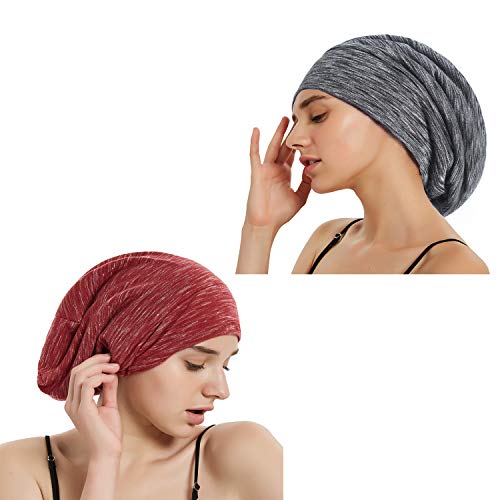 Satin Bonnet Slouchy Sleeping Cap - Extra Large Adjustable Wide Elastic Band Beanie Hat for Curly Natural Long Hair 2020