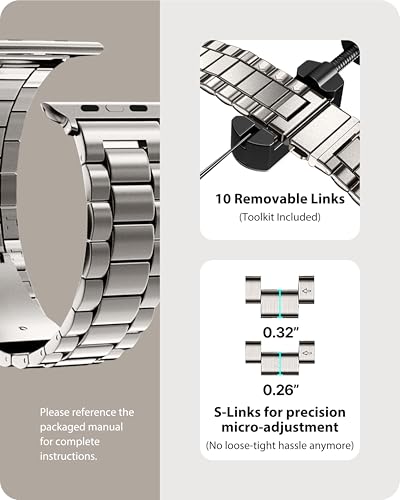 Image of Fullmosa Metal Band with Case for Apple Watch 41 /40 /38mm | Fits iWatch Series 9 /8 /7 /6 /5 /4 /3 /2 /1,SE3 /2 /1,Stainless Steel Strap for Men Women Professional Office Starlight