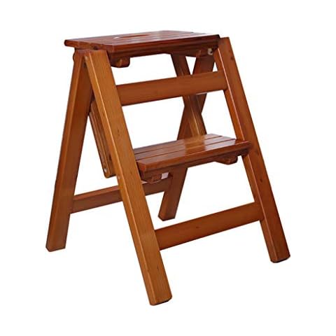 LAXF-Chairs Küchen-Tritthocker, Pflanzenregal, 2 Stufen, Hocker, Leiter für Erwachsene und Kinder, zusammenklappbar, aus Holz Cover