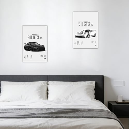 2 Stück Auto Poster, Sportwagen Wandposter für Wall Decor, Supercar Leinwand Bilder für Jungs Zimmer Deko, Auto Zimmerdeko Geschenk Autoliebhaber für Büro Schlafzimmer Wohnzimmer Deko, 30×45cm