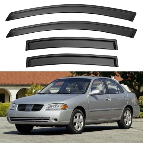 Image of Window Visors Rain Guards Shield for 2000-2006 Nissan Sentra, Out-Channel Window Vent Wind Deflectors Visors Shades for 00-06 Nissan Sentra