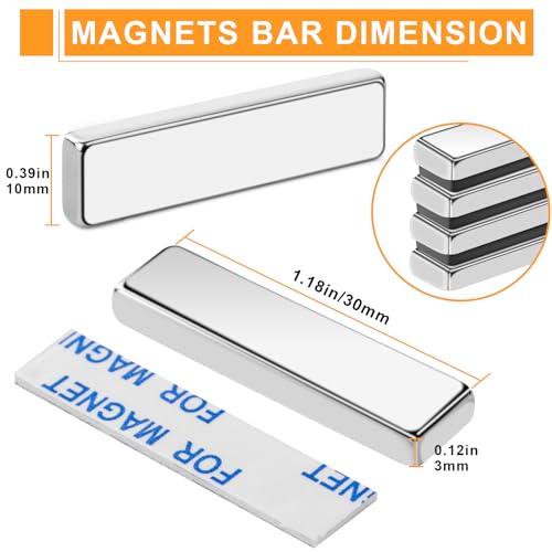 Image of MIKEDE Neodymium Small 24 Pcs Bar Magnets,30x10x3 mm Rectangular Rare Earth Magnets for Crafts, Heavy Duty for Refrigerator, Tool Storage, Whiteboard, DIY