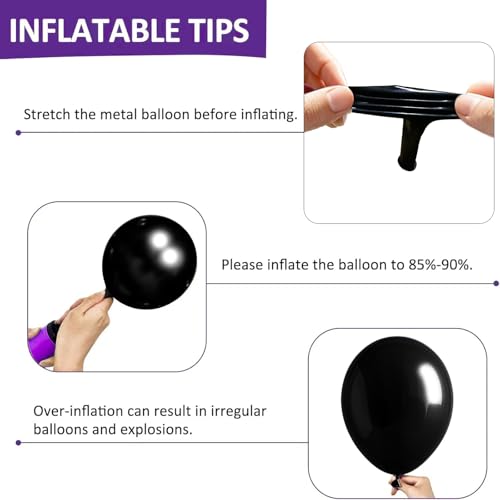 Image of Firomi Small Black Balloons 5-inch 100 Pack (with 2 Ribbons) | Helium Metallic Shiny Round Black Thicken Latex Balloon for Wedding Birthday Party