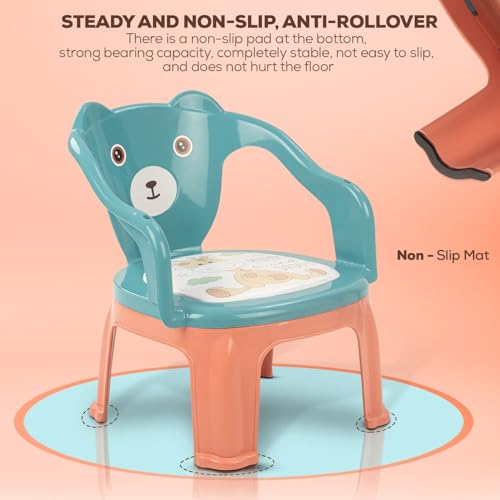 Image of Baybee Plastic Baby Chair for Study Table with Cushion Seat, High Backrest & Booster Support for Toddlers 1 to 4 Years (Green)