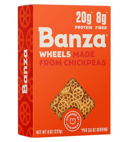 Image of Banza Chickpea Pasta, Wheels - Gluten Free Healthy Pasta, High Protein, Lower Carb and Non-GMO, 8 Ounce (Pack of 6)