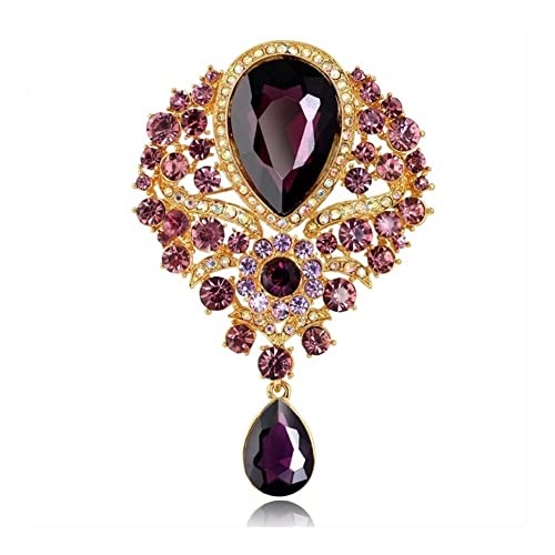 Broche de mariage forme goutte d'eau en cristal scintillant