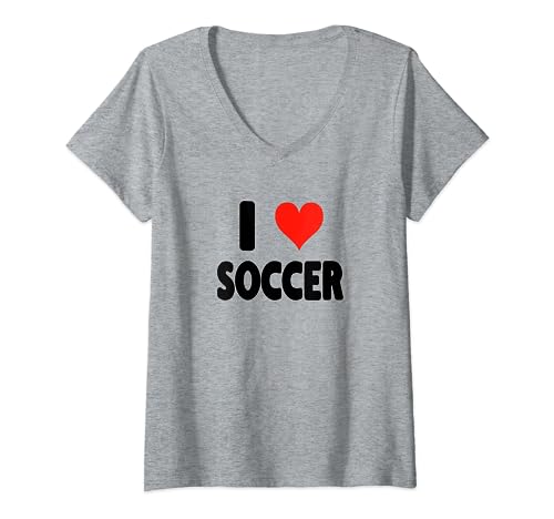 Mujer I Love Soccer - Corazón Futbol Campo Campo Portero Camiseta Cuello V